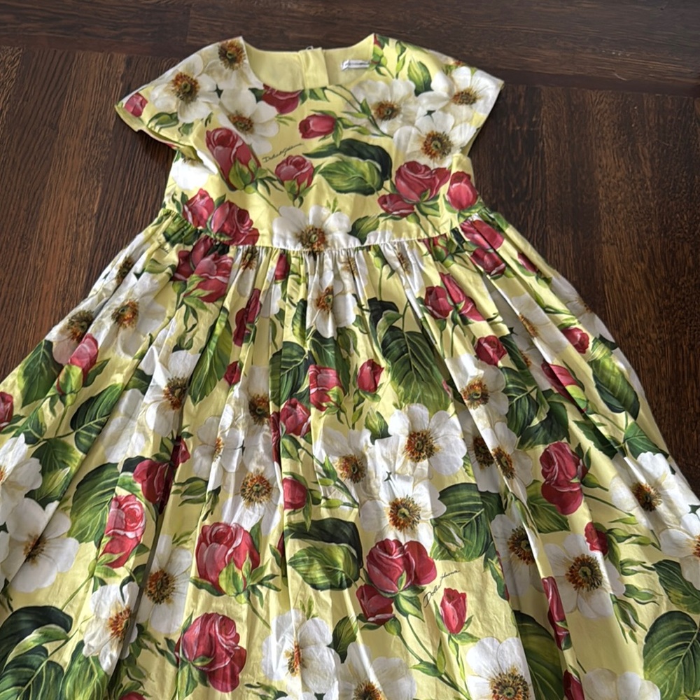 Floral Dress with Red and Green Accents